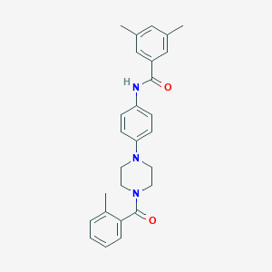 molecular formula C27H29N3O2 B505742 3,5-dimethyl-N-{4-[4-(2-methylbenzoyl)-1-piperazinyl]phenyl}benzamide 
