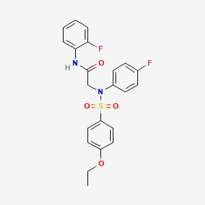 molecular formula C22H20F2N2O4S B5057428 N~2~-[(4-ethoxyphenyl)sulfonyl]-N~1~-(2-fluorophenyl)-N~2~-(4-fluorophenyl)glycinamide 