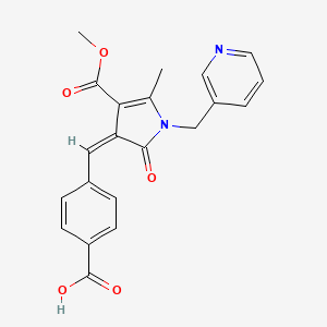 molecular formula C21H18N2O5 B5057436 4-{[4-(methoxycarbonyl)-5-methyl-2-oxo-1-(3-pyridinylmethyl)-1,2-dihydro-3H-pyrrol-3-ylidene]methyl}benzoic acid 