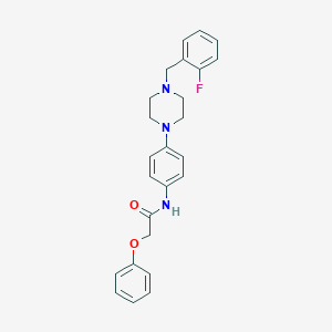 molecular formula C25H26FN3O2 B505750 N-{4-[4-(2-fluorobenzyl)-1-piperazinyl]phenyl}-2-phenoxyacetamide 