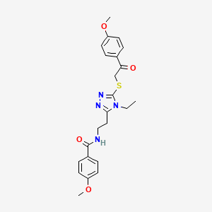 molecular formula C23H26N4O4S B5057518 N-[2-(4-ethyl-5-{[2-(4-methoxyphenyl)-2-oxoethyl]thio}-4H-1,2,4-triazol-3-yl)ethyl]-4-methoxybenzamide 
