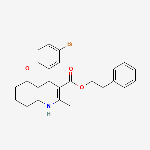 molecular formula C25H24BrNO3 B5057523 2-phenylethyl 4-(3-bromophenyl)-2-methyl-5-oxo-1,4,5,6,7,8-hexahydro-3-quinolinecarboxylate 