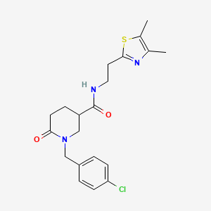 molecular formula C20H24ClN3O2S B5057535 1-(4-chlorobenzyl)-N-[2-(4,5-dimethyl-1,3-thiazol-2-yl)ethyl]-6-oxo-3-piperidinecarboxamide 