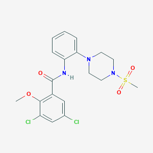 molecular formula C19H21Cl2N3O4S B505754 3,5-dichloro-2-methoxy-N-[2-(4-methylsulfonylpiperazin-1-yl)phenyl]benzamide CAS No. 879019-76-8