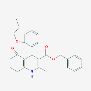 molecular formula C27H29NO4 B5057598 benzyl 2-methyl-5-oxo-4-(2-propoxyphenyl)-1,4,5,6,7,8-hexahydro-3-quinolinecarboxylate 