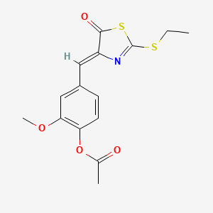molecular formula C15H15NO4S2 B5057601 4-{[2-(ethylthio)-5-oxo-1,3-thiazol-4(5H)-ylidene]methyl}-2-methoxyphenyl acetate 