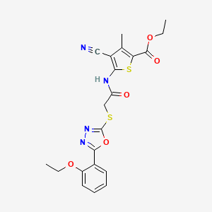 molecular formula C21H20N4O5S2 B5057688 4-氰基-5-[({[5-(2-乙氧基苯基)-1,3,4-恶二唑-2-基]硫代}乙酰)氨基]-3-甲基-2-噻吩甲酸乙酯 