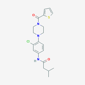 molecular formula C20H24ClN3O2S B505769 N-{3-chloro-4-[4-(2-thienylcarbonyl)-1-piperazinyl]phenyl}-3-methylbutanamide 