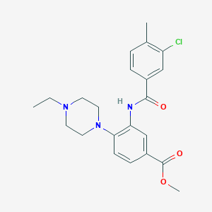 molecular formula C22H26ClN3O3 B505772 Methyl 3-[(3-chloro-4-methylbenzoyl)amino]-4-(4-ethylpiperazin-1-yl)benzoate 
