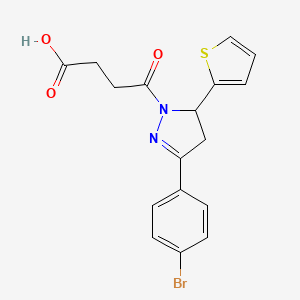 molecular formula C17H15BrN2O3S B5057765 4-[3-(4-bromophenyl)-5-(2-thienyl)-4,5-dihydro-1H-pyrazol-1-yl]-4-oxobutanoic acid 