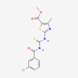 molecular formula C14H12ClN3O3S2 B5057773 methyl 2-({[(3-chlorobenzoyl)amino]carbonothioyl}amino)-4-methyl-1,3-thiazole-5-carboxylate 