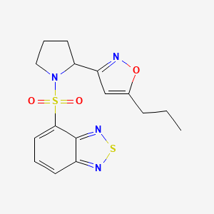 molecular formula C16H18N4O3S2 B5057776 4-{[2-(5-propyl-3-isoxazolyl)-1-pyrrolidinyl]sulfonyl}-2,1,3-benzothiadiazole 