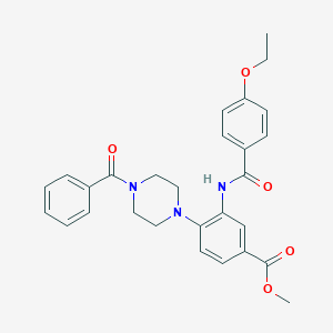 molecular formula C28H29N3O5 B505779 Methyl 4-(4-benzoyl-1-piperazinyl)-3-[(4-ethoxybenzoyl)amino]benzoate 