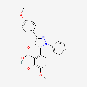 molecular formula C25H24N2O5 B5057809 2,3-dimethoxy-6-[3-(4-methoxyphenyl)-1-phenyl-4,5-dihydro-1H-pyrazol-5-yl]benzoic acid 