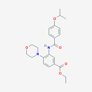 molecular formula C23H28N2O5 B505788 Ethyl 3-[(4-isopropoxybenzoyl)amino]-4-(4-morpholinyl)benzoate 