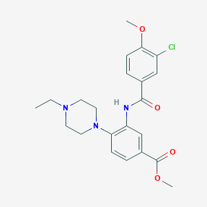molecular formula C22H26ClN3O4 B505790 Methyl 3-[(3-chloro-4-methoxybenzoyl)amino]-4-(4-ethyl-1-piperazinyl)benzoate 