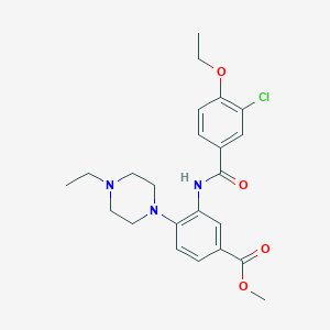 molecular formula C23H28ClN3O4 B505791 Methyl 3-[(3-chloro-4-ethoxybenzoyl)amino]-4-(4-ethyl-1-piperazinyl)benzoate 