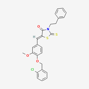 molecular formula C26H22ClNO3S2 B5057910 5-{4-[(2-chlorobenzyl)oxy]-3-methoxybenzylidene}-3-(2-phenylethyl)-2-thioxo-1,3-thiazolidin-4-one 