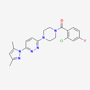 molecular formula C20H20ClFN6O B5057921 3-[4-(2-chloro-4-fluorobenzoyl)-1-piperazinyl]-6-(3,5-dimethyl-1H-pyrazol-1-yl)pyridazine 
