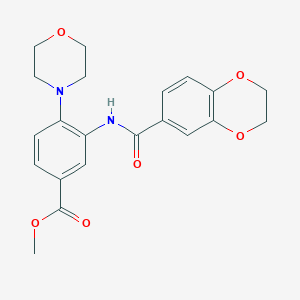 molecular formula C21H22N2O6 B505794 Methyl 3-[(2,3-dihydro-1,4-benzodioxin-6-ylcarbonyl)amino]-4-(4-morpholinyl)benzoate 