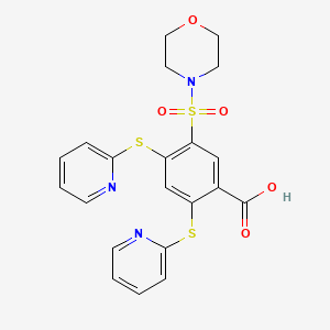 molecular formula C21H19N3O5S3 B5057958 5-(4-morpholinylsulfonyl)-2,4-bis(2-pyridinylthio)benzoic acid 