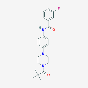 molecular formula C22H26FN3O2 B505798 N-{4-[4-(2,2-dimethylpropanoyl)-1-piperazinyl]phenyl}-3-fluorobenzamide 