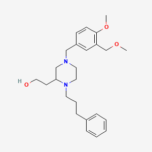 molecular formula C25H36N2O3 B5057991 2-[4-[4-methoxy-3-(methoxymethyl)benzyl]-1-(3-phenylpropyl)-2-piperazinyl]ethanol 