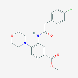 molecular formula C20H21ClN2O4 B505800 Methyl 3-{[(4-chlorophenyl)acetyl]amino}-4-(4-morpholinyl)benzoate CAS No. 895075-26-0