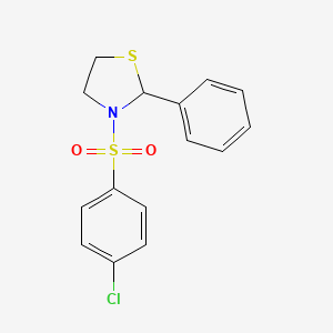 molecular formula C15H14ClNO2S2 B5058007 3-[(4-chlorophenyl)sulfonyl]-2-phenyl-1,3-thiazolidine 