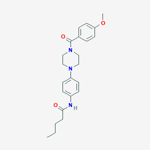 molecular formula C23H29N3O3 B505806 N-{4-[4-(4-methoxybenzoyl)-1-piperazinyl]phenyl}pentanamide 