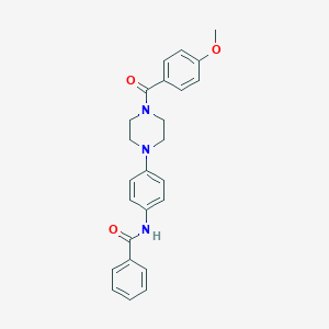 molecular formula C25H25N3O3 B505807 N-{4-[4-(4-methoxybenzoyl)-1-piperazinyl]phenyl}benzamide 
