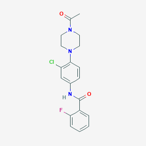molecular formula C19H19ClFN3O2 B505811 N-[4-(4-acetylpiperazin-1-yl)-3-chlorophenyl]-2-fluorobenzamide 