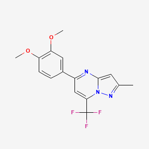 molecular formula C16H14F3N3O2 B5058122 5-(3,4-dimethoxyphenyl)-2-methyl-7-(trifluoromethyl)pyrazolo[1,5-a]pyrimidine 
