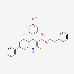 molecular formula C32H31NO4 B5058155 2-phenylethyl 4-(4-methoxyphenyl)-2-methyl-5-oxo-7-phenyl-1,4,5,6,7,8-hexahydro-3-quinolinecarboxylate 