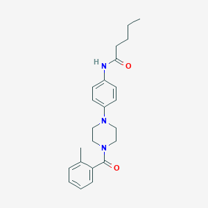 molecular formula C23H29N3O2 B505816 N-{4-[4-(2-methylbenzoyl)-1-piperazinyl]phenyl}pentanamide 