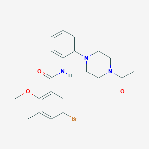 molecular formula C21H24BrN3O3 B505819 N-[2-(4-acetylpiperazin-1-yl)phenyl]-5-bromo-2-methoxy-3-methylbenzamide 