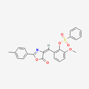 molecular formula C24H19NO6S B5058191 2-methoxy-6-{[2-(4-methylphenyl)-5-oxo-1,3-oxazol-4(5H)-ylidene]methyl}phenyl benzenesulfonate 