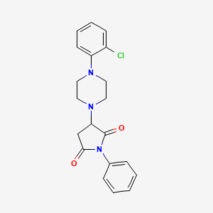 molecular formula C20H20ClN3O2 B5058199 3-[4-(2-chlorophenyl)-1-piperazinyl]-1-phenyl-2,5-pyrrolidinedione 
