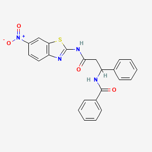 molecular formula C23H18N4O4S B5058345 N-{3-[(6-nitro-1,3-benzothiazol-2-yl)amino]-3-oxo-1-phenylpropyl}benzamide 