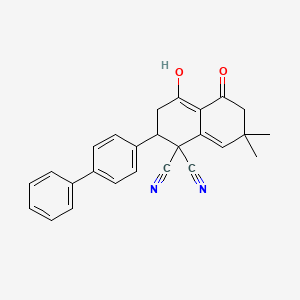 2-(4-biphenylyl)-4-hydroxy-7,7-dimethyl-5-oxo-3,5,6,7-tetrahydro-1,1(2H)-naphthalenedicarbonitrile