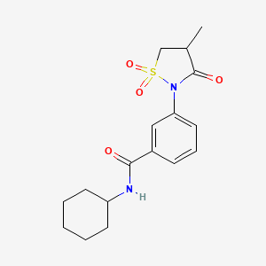 molecular formula C17H22N2O4S B5058405 N-cyclohexyl-3-(4-methyl-1,1-dioxido-3-oxo-2-isothiazolidinyl)benzamide 