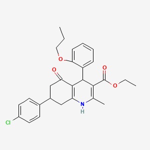 molecular formula C28H30ClNO4 B5058408 ethyl 7-(4-chlorophenyl)-2-methyl-5-oxo-4-(2-propoxyphenyl)-1,4,5,6,7,8-hexahydro-3-quinolinecarboxylate 