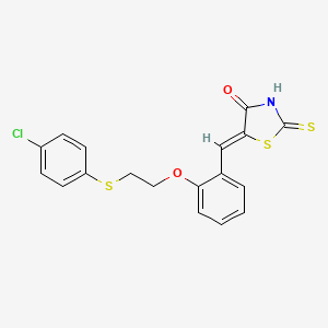 molecular formula C18H14ClNO2S3 B5058439 5-(2-{2-[(4-chlorophenyl)thio]ethoxy}benzylidene)-2-thioxo-1,3-thiazolidin-4-one 