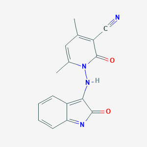 molecular formula C16H12N4O2 B505844 4,6-dimethyl-2-oxo-1-[(2-oxoindol-3-yl)amino]pyridine-3-carbonitrile 