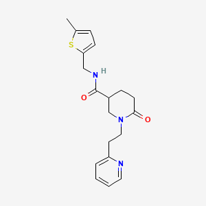 molecular formula C19H23N3O2S B5058473 N-[(5-methyl-2-thienyl)methyl]-6-oxo-1-[2-(2-pyridinyl)ethyl]-3-piperidinecarboxamide 