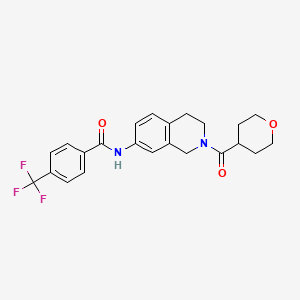 molecular formula C23H23F3N2O3 B5058556 N-[2-(tetrahydro-2H-pyran-4-ylcarbonyl)-1,2,3,4-tetrahydro-7-isoquinolinyl]-4-(trifluoromethyl)benzamide 