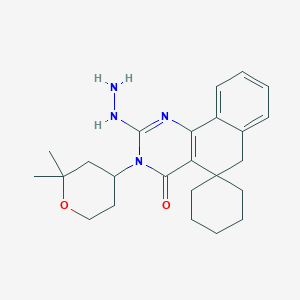 3-(2,2-dimethyltetrahydro-2H-pyran-4-yl)-2-hydrazino-3H-spiro[benzo[h]quinazoline-5,1'-cyclohexan]-4(6H)-one