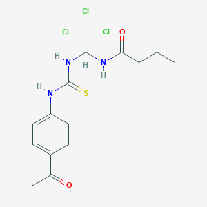 molecular formula C16H20Cl3N3O2S B5058597 N-[1-({[(4-acetylphenyl)amino]carbonothioyl}amino)-2,2,2-trichloroethyl]-3-methylbutanamide 