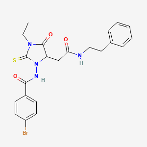 molecular formula C22H23BrN4O3S B5058602 4-bromo-N-(3-ethyl-4-oxo-5-{2-oxo-2-[(2-phenylethyl)amino]ethyl}-2-thioxo-1-imidazolidinyl)benzamide 