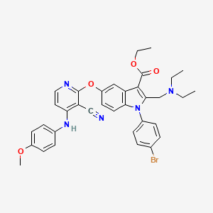 ethyl 1-(4-bromophenyl)-5-({3-cyano-4-[(4-methoxyphenyl)amino]-2-pyridinyl}oxy)-2-[(diethylamino)methyl]-1H-indole-3-carboxylate